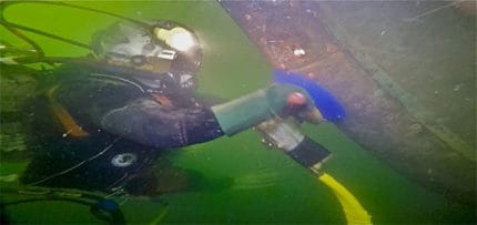 Cleaning Boat Hull Underwater